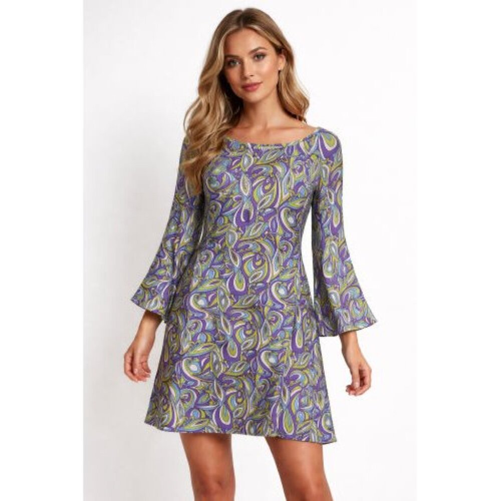 Studio M Silk Retro Print Dress - XS, Med